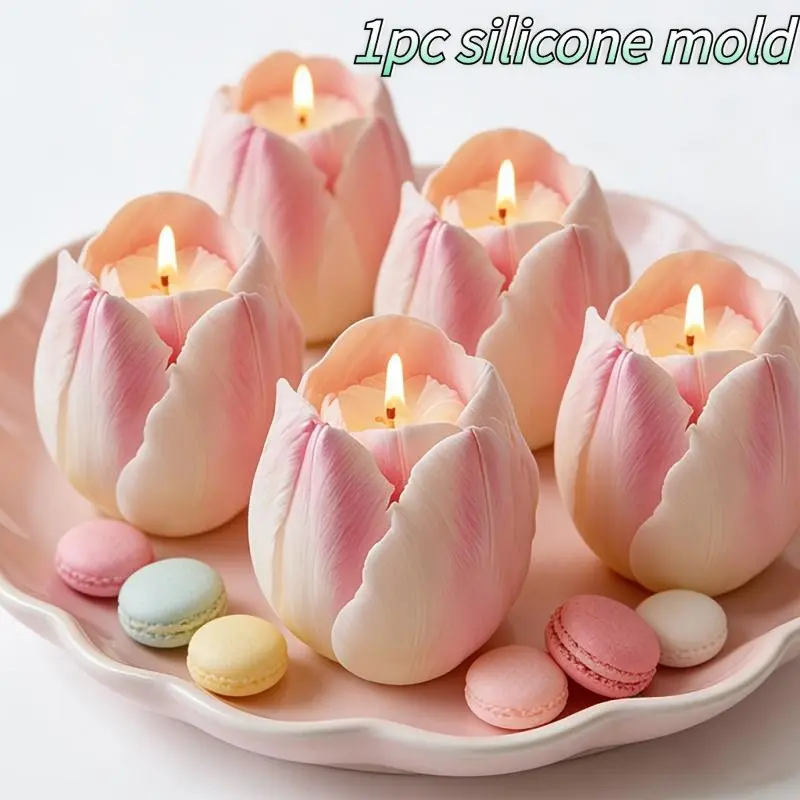 3D tulip shaped silicone mold, resin casting mold, suitable for DIY aromatherapy candles, resin crafts, soap, gypsum, and clay. It is the perfect choice for warm home decor, Valentine's Day, Mother's Day, and birthday handmade gifts, Handicraft