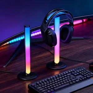 RGB USB Headphone Stand with Power Supply, Adjustable Gaming Headset Holder for Player Desktop, PC Game Accessories, Gift for Boyfriend