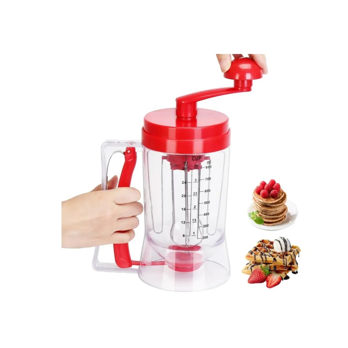 Pancake Batter Dispenser, 2 in 1 Pancake & Cupcake Mixer with Mixing Function and Measuring Scale, Home Kitchen Baking Tools