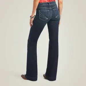 Ariat R.E.A.L Women’s Fitted Denim Bootcut Trouser Jeans, Dark Wash, Cotton-Spandex Fabric, Hip-Flattering, Everyday Basic, Pocket Design, Style 10040806