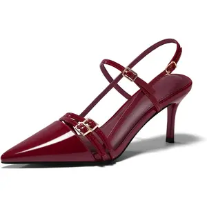 Coutgo Women's Slingback High Heels Strappy Closed Pointed Toe Pumps Ankle Strap Dress Shoes