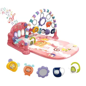 Baby Play Mat Baby Gym,Funny Play Piano Tummy Time Baby Activity Mat with 5 Infant Sensory Baby Toys, Music and Lights Boy & Girl Gifts for Newborn Baby(Pink Tiger)