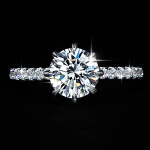 Avery Style Solitaire Ring with Synthetic Moissanite, Modern Minimalist Fashion Jewelry for Unisex Adults
