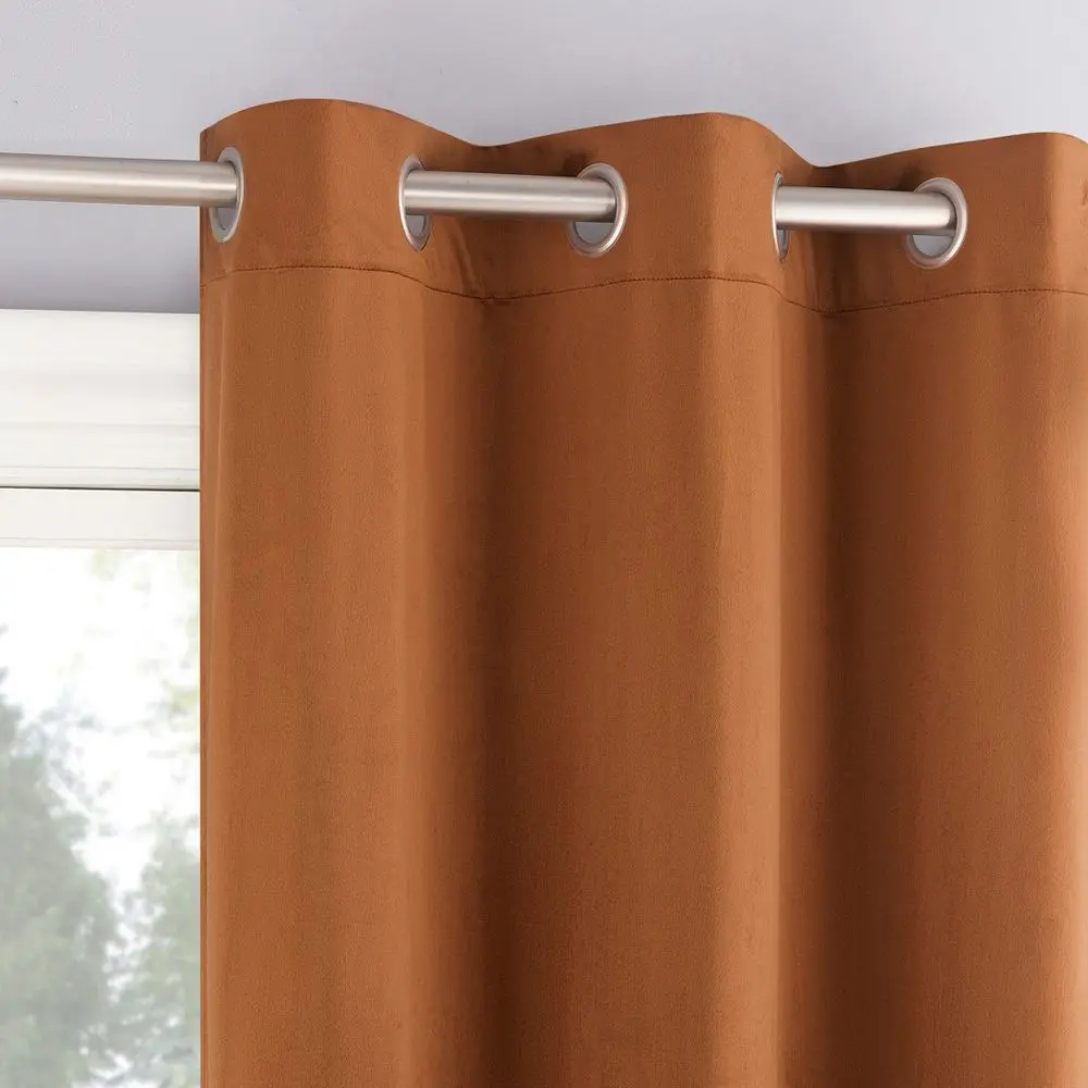 40"x84" Sun Zero Brighton Velvet 100% Blackout Grommet Curtain Panel Terracotta Red: Modern Energy Efficient Noise Reduction