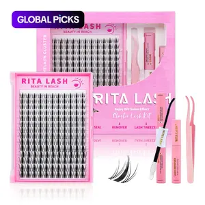 Curl Wispy False Eyelash Cluster Lashes Eyelash Extensions with Lash Remover and Tweezers Kit, 1 Box Natural Self-Grafting DIY Lash Clusters Segmented Eyelashes, Eye Makeup Accessories #GLOBAL PICKS