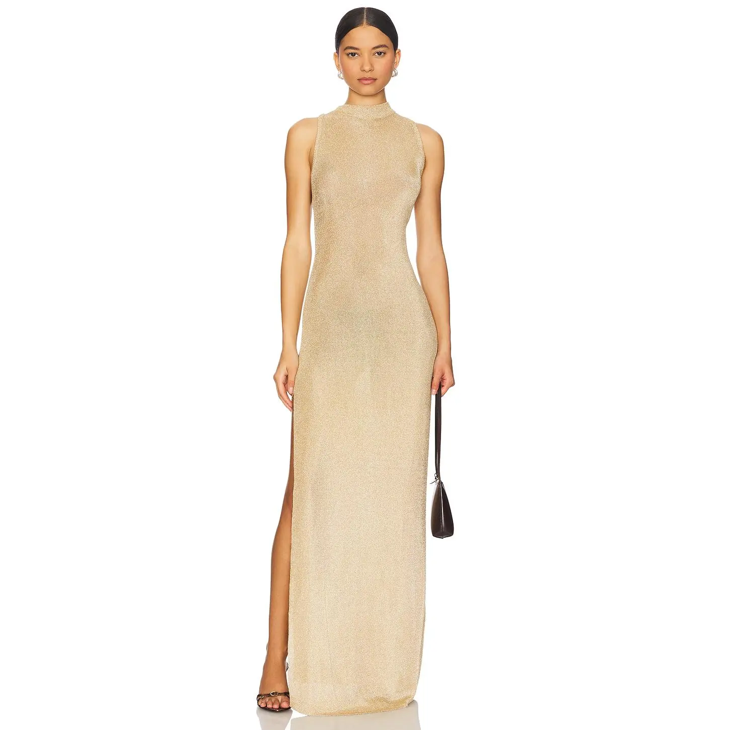 SEROYA Henne Metallic Dress in Gold
