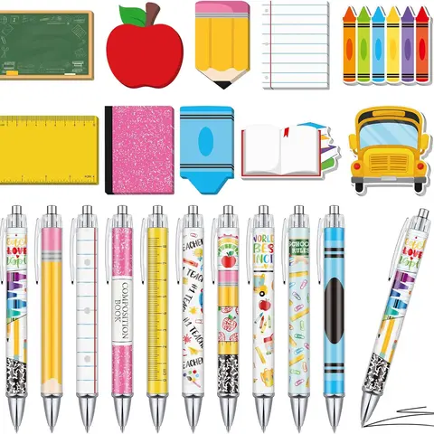 Gejoy Teacher Sticky Notes Set Teacher Appreciation Gifts with Ballpoint Pens Self-Adhesive Writing Memo Pads Cute Sticky Notes Writing Pens School Stationery for Teachers and Students, Classroom Party Favors, Christmas Gifts for Teacher
