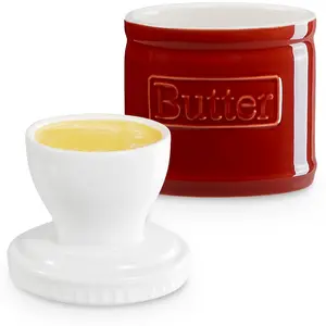 Ceramic Butter Keeper with Lid - Fresh Spreadable Butter Dish, Water Line Indicator, 1pc Kitchen Container