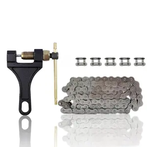 420 Motorcycle Chain 120 Link Standard Roller Chain with Chain Breaker and 6 Connecting Master Link for 100cc 110cc 125cc Dirt Pit Bike ATV Quad Go Kart Mini Bike Scooter