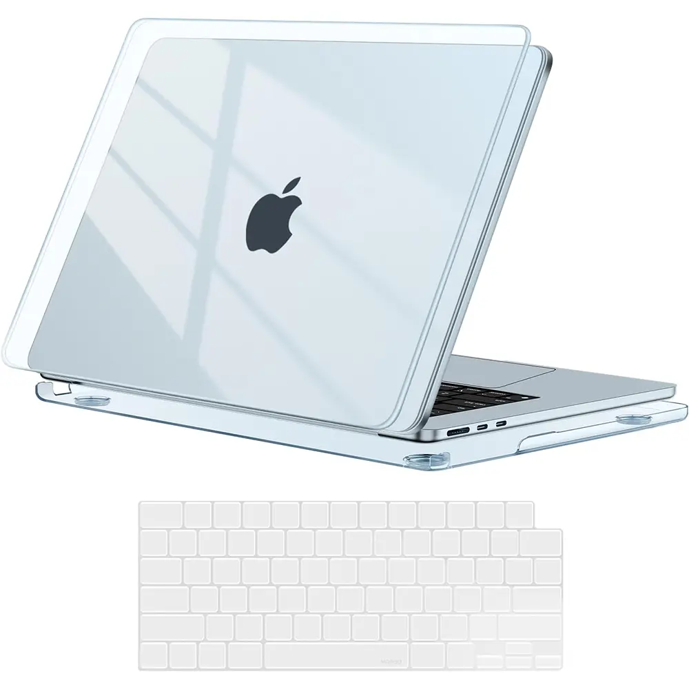 MOSISO MacBook Air 15" Case 2025–2023 for M4/M3/M2 A3241 A3114 A2941 Slim Shockproof Anti-Scratch Hard Shell with Keyboard Skin Crystal Midnight, Keyboard Cover, 15-Inch