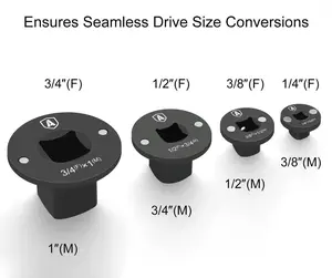 4-Piece Ultra-Thin Impact Socket Adapter Set with Ratchet for Tight Spaces Seamless Drive Conversion 3/4"1" 1/2"3/8" 1/4"3/8"