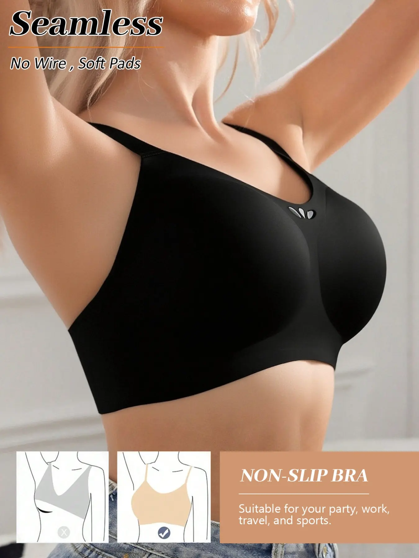 🔥3-Pack Seamless Wireless jelly Bras! Ultra-Soft Ice Silk Fabric, Zero Pressure & No Trace, Breathable & Invisible Design, Perfect for Daily Sport Wear, Workout Bra, Wireless Sports Bras, Push Up Sportswear, Comfort Meets Invisibility✨