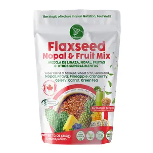 Ground Flaxseed & Fruit Mix, Pineapple & Nopal Flavor, Ground Flax Seeds, High in Natural Fiber & Omega-3, Digestive Support - Linaza Natural.