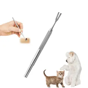 Single Pack Stainless Steel Dog Tick Removal Tool - Easy-to-grip V-shaped head, no residue, easy to carry and durable, suitable for home or travel use, tick remover