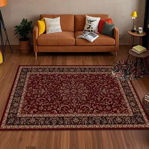 Velvet Home Rug with Persian Vintage Pattern, Holiday Decor Carpet for Hallway Living Room Bedroom Door Mat Indoor Outdoor Use Home Decorative Rug