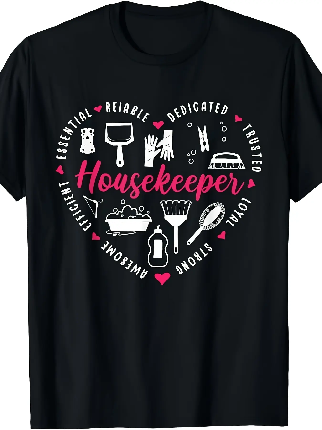 Housekeeper Heart Cleaning Lady Housekeeping T-Shirt Short-Sleeved Shirt for Both Men And Women Same Style for Men And Women 2025 Summer Short-Sleeved Printed T-Shirt Pure 220G