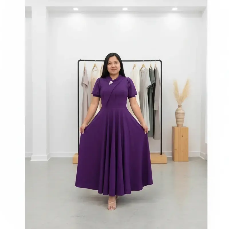 Women's Elegant Solid Crepe Casual Maxi Dress