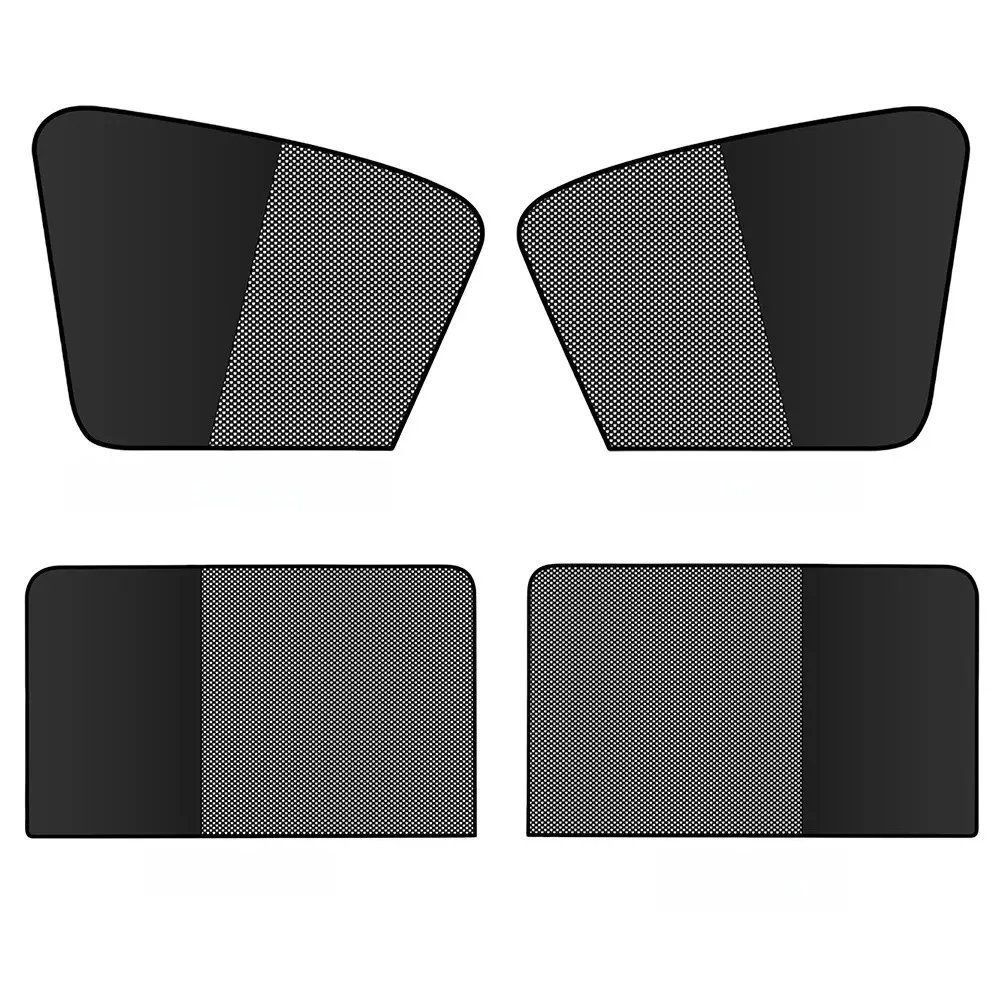 4-Piece Car Side Window Shades, Semi-Transparent Sunshade Curtains, Magnetic Installation, Adjustable Breathable Mesh Cover, Sun Shades For Car Windows, Car Window Sunshades