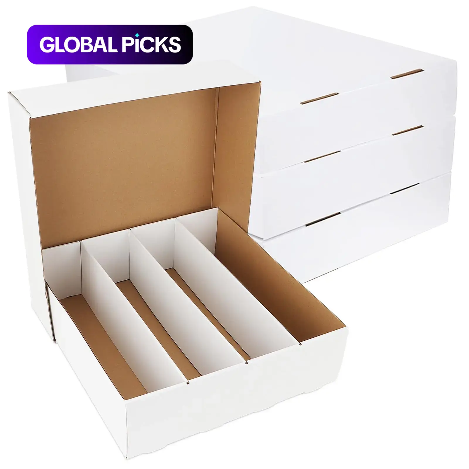 1/2pcs 4-Row Trading Cards Storage Boxes - Can Hold Up to 3000+ Cards, Durable Cardboard Storage Box For PTCG TCG Sports Basketball Football Baseball Cards, White Bulk Card Organzier With Lid For Cartoon Anime Game Cards, Collectors' Holder