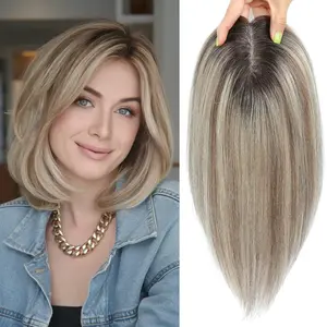 12inch Hair Topper for Women Real Human Hair Toppers Dark Brown Hair Topper for Women with Thinning Hair 12 Inch Remy Human Hair Real Human Hair Pieces for Women 120% Density Top Hair Toppers