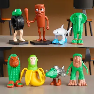 8pcs 1 Set Italian Brainrot Plastic Toy Figures Tung Tung Tung Sahur Tralalero Tralala Decorative Sculptures, Desktop Ornaments, Halloween Christmas, Birthday Gifts