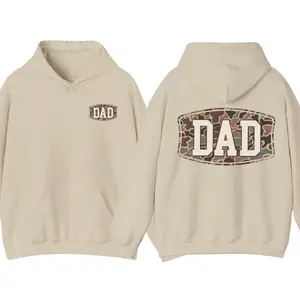 Camo Dad 2-Sided Hoodie, Funny Camouflage Graphic Pullover, Cool Streetwear Top, Casual Gift for Fathers, Trendy Graphic Apparel for Men