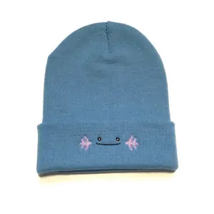 Embroidered Wooper Inspired Beanie | Beanie Anime Embroidered Beanies Solid Color Trendy Knit Hats Warm Ski Hats For Christmas Gift