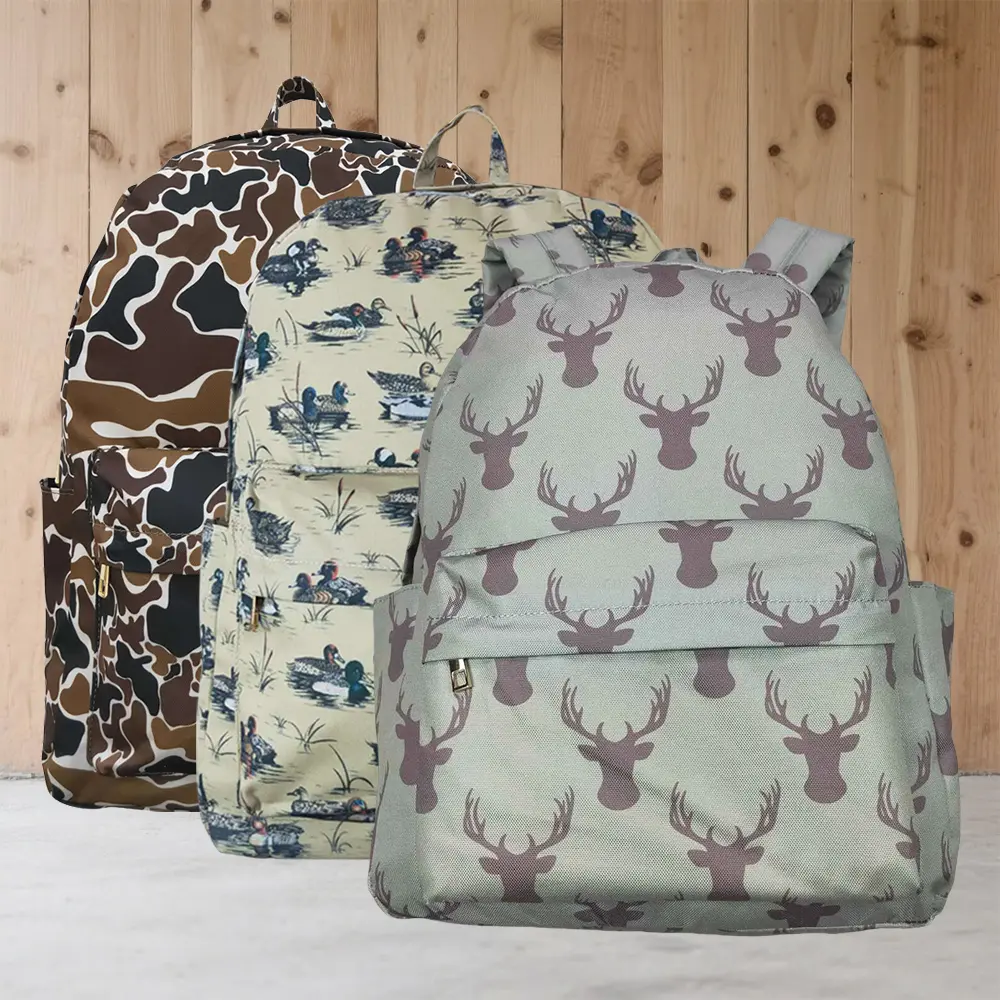 Kids' Lightweight Water Resistant Multi-Compartment School Backpack Bookbag - 13.5in x17in x5in Hunting Life Deer Duck Print, Unisex Preppy Adjustable Camo, for Back to School & Hiking, with Clothes Storage, School Water Resistant