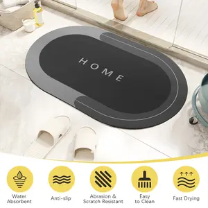 Oval Non-Slip Water-Absorbent Bath Mat,Fast Drying,Comfortable to Step on,Easy to Clean,Scratch Resistant,Three-layer Material,Non-slip Rubber Backing,Water Absorbent Layer,Crystal Velvet Top,for Bathroom & Home Floor Use