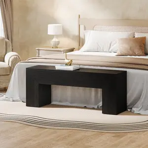 TRIBEWOOD 47'' Wooden Entryway Bench, Farmhouse Entry Bench Seat, Indoor End of Bed Bench with Storage Capability for Living Room, Bedroom, Hallway, Easy Assembly