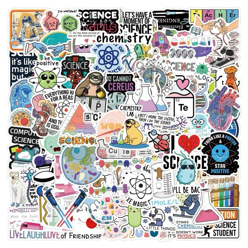 110 pcs Cute Biology Science Stickers for Water Bottles Laptop Luggage Journaling Craft Project Beautiful Waterproof Vinyl Decals for Kids Teens Adults diy decorative