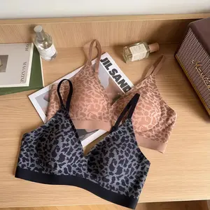Fashion Leopard Bra Seamless Push Up Design Wireless Lightweight Comfort for Women Small Chest Enhancement
