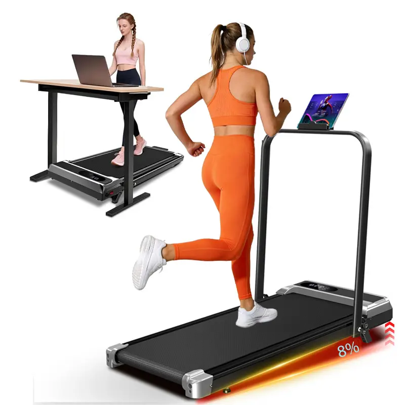 2-in-1 Portable Under Desk Walking Treadmill - 8% Incline, 3.0HP Quiet Motor, 350 lbs Max Capacity, Compact Foldable Space-Saving Design for Home/Office Sculpt & Fitness Workouts