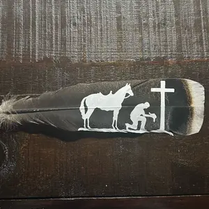 Custom Praying Cowboy Feather
