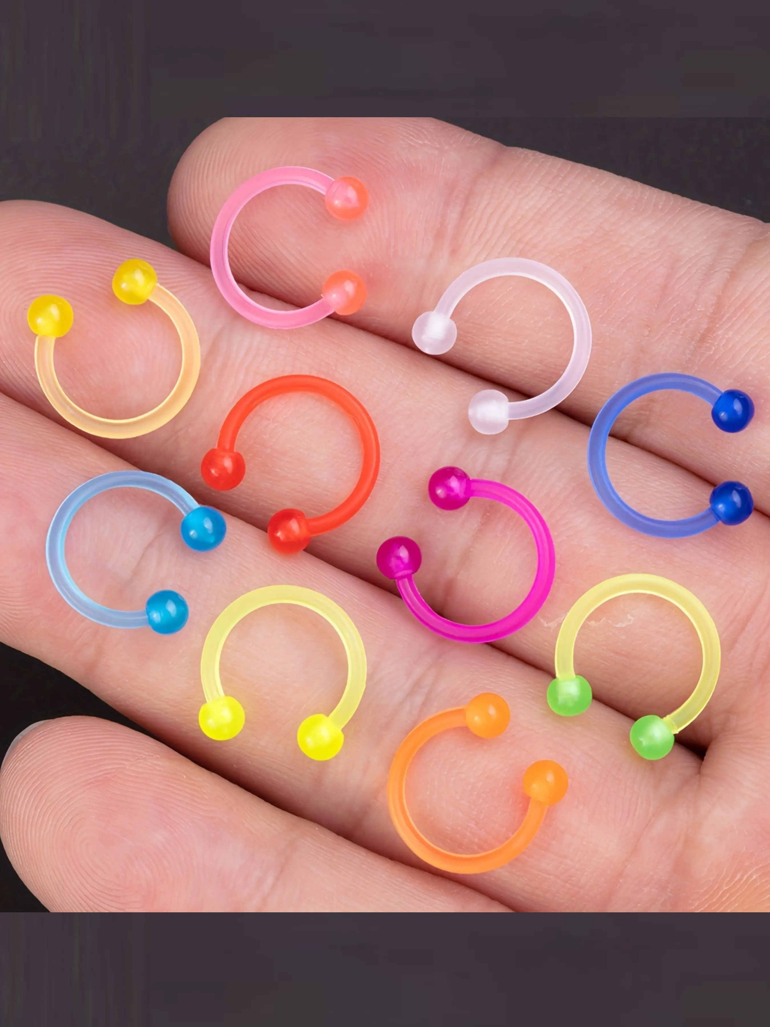 Glowing Flexible Septum Piercing Rings, Acrylic Horseshoe Nose Hoop Rings, Eyebrow Lip Earring Tragus Barbells, Piercing Jewelry Retainer, Bead, Accessories, Nose Ring Hoops