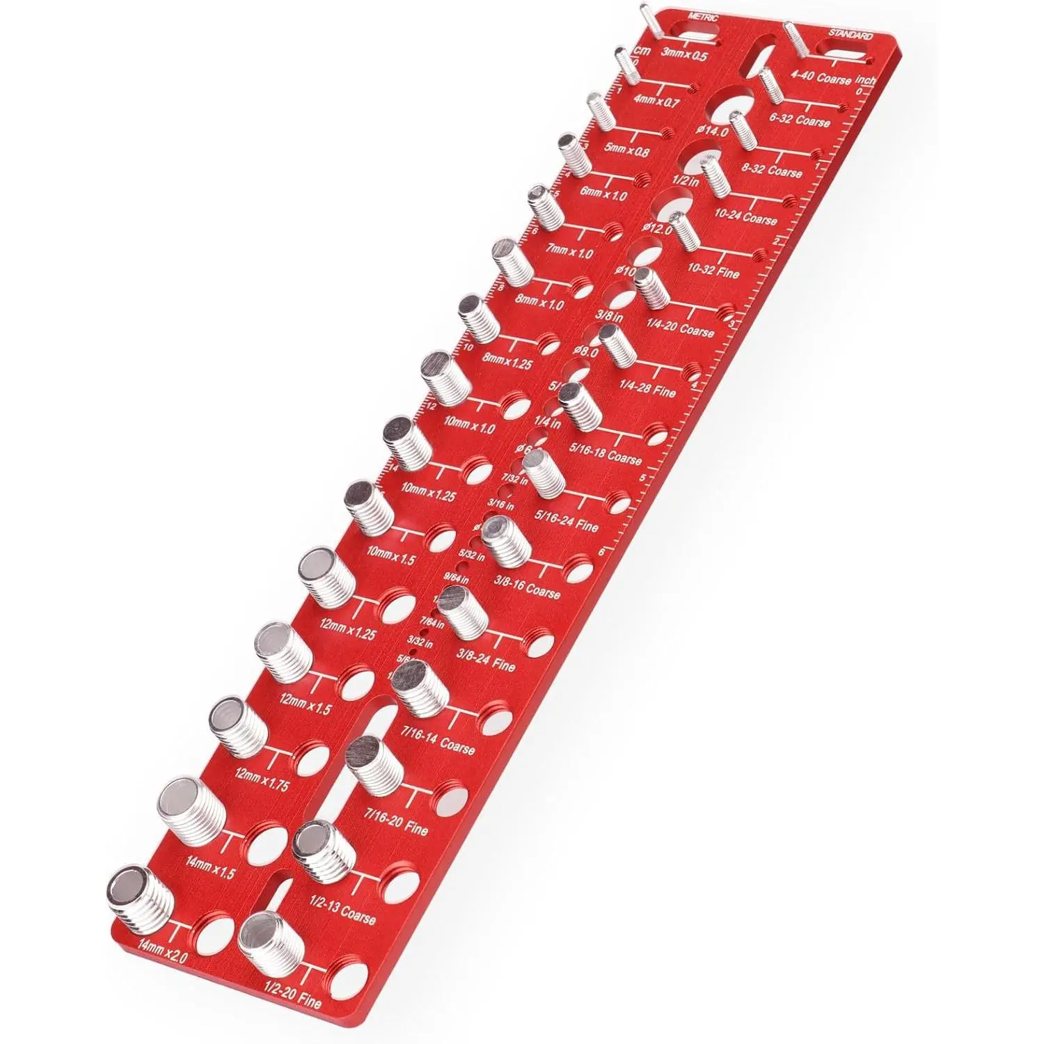 Thread Checker, 49 Nuts and Bolts Thread Checker, Screw Size and Thread Identification Gauge, with 15 Standard Specifications and 15 Metric Specifications and 19 Drill Bit Specifications, Bolt Size Finder for Quick Thread Size Identification
