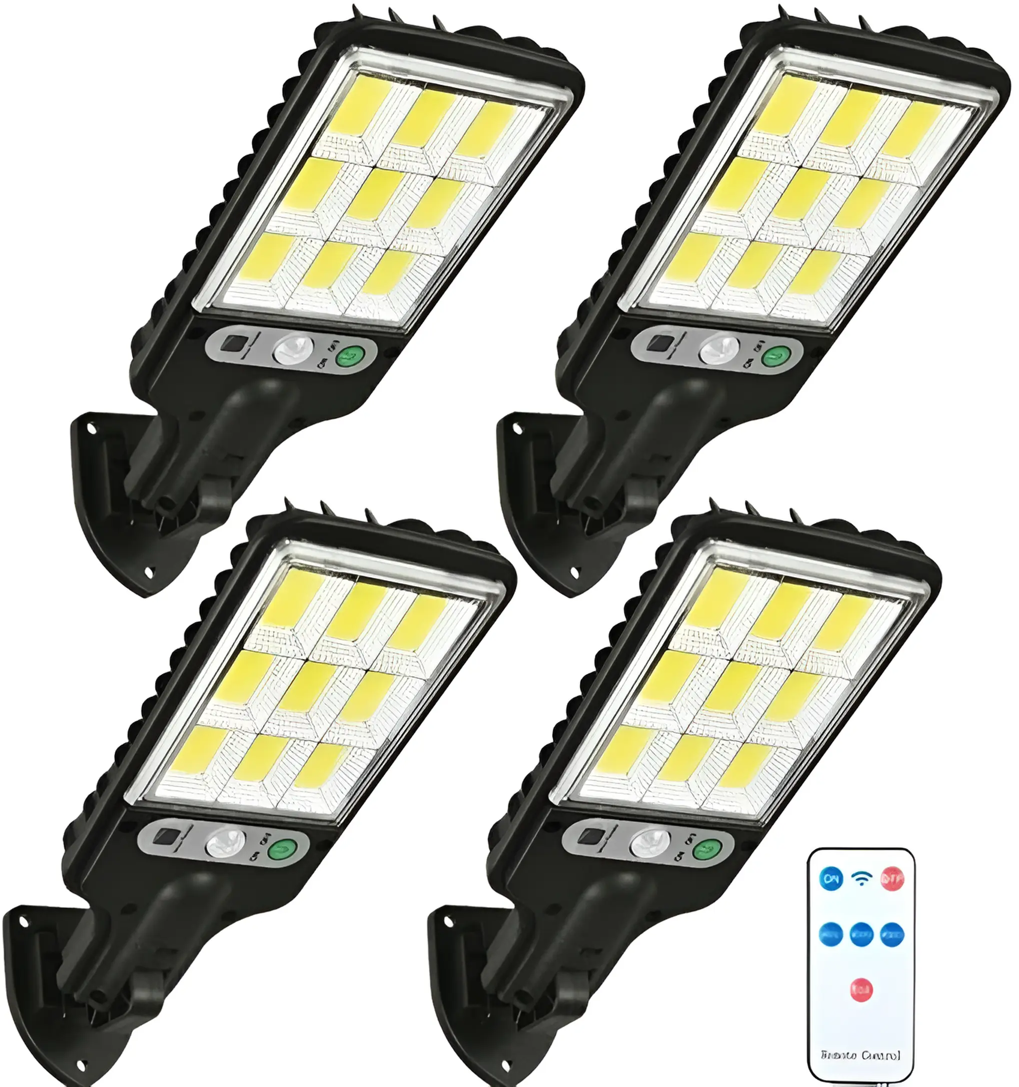 4-Pack Solar Powered Street Lights with Remote Control - IP65 Waterproof LED Motion Sensor Security Wall Lamps, 3 Modes, for Outdoor Garden Porch Decor, Solar Outdoor Lights