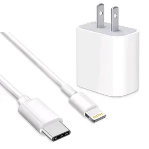 20W PD Wall Fast Charger, Type C to Lightning 20W Cable Charging Compatible with iPhone 14/13/12/11 pro/pro max/XR/X/Airpods/8 7 6 iPad Mini Device Adapter Smartphone Cellphone Electronic Mobile Connection Usb block high power