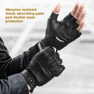 Half-finger cycling locomotive gloves, hard shell anti-collision, breathable and wear-resistant