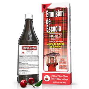 Emulsion De Escocia Cherry Cod Liver Oil Boosts Immunity & Bone- Health Rich in Vitamins & Omega-3 for Kids & Adults immune, Brain, Dietary