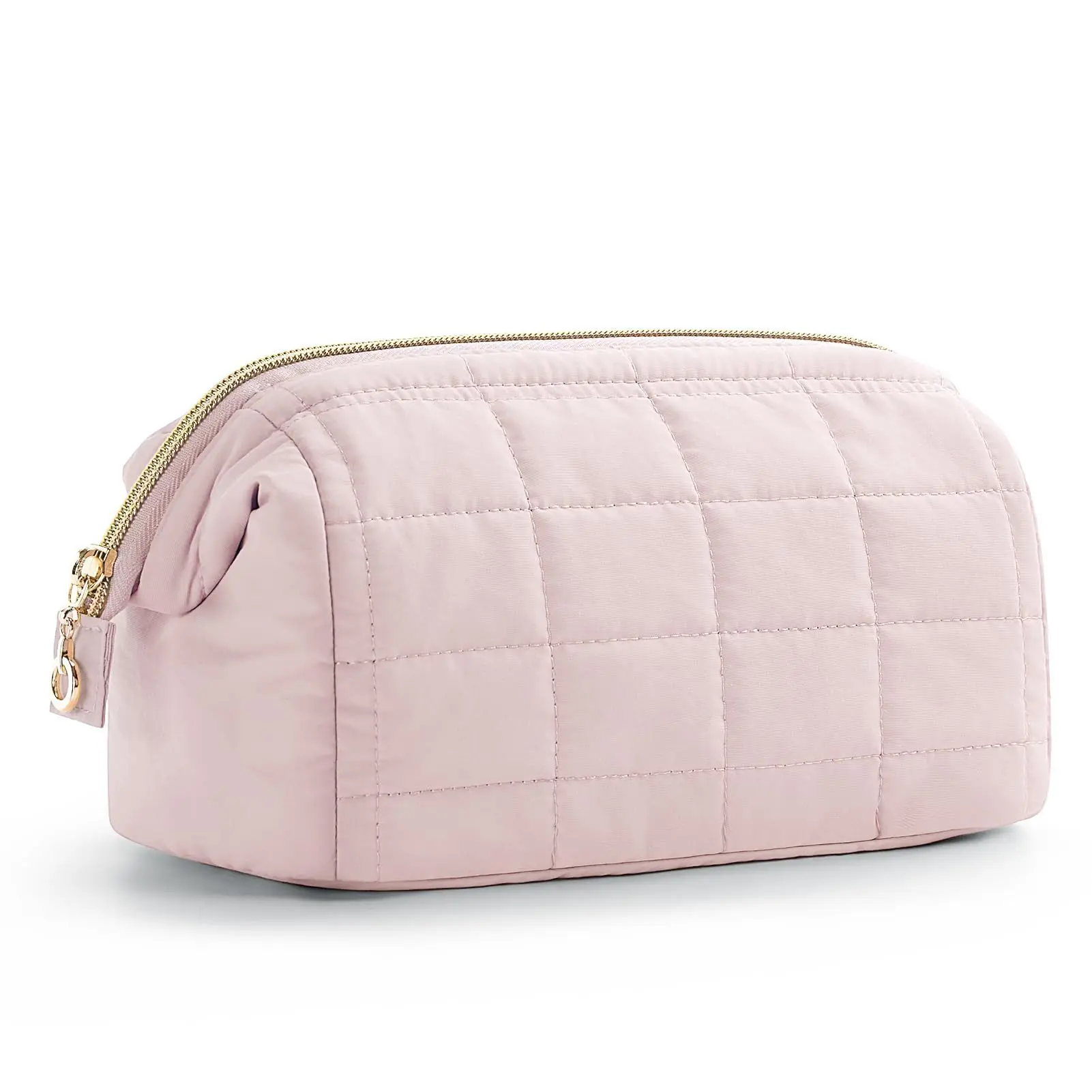 Makeup Bag Travel Toiletry Bag, Puffy Padded Make Up Bags for Women Makeup Organizer Case, Wide-open Pouch Purse Travel Essentials Toiletries Accessories Brushes Black
