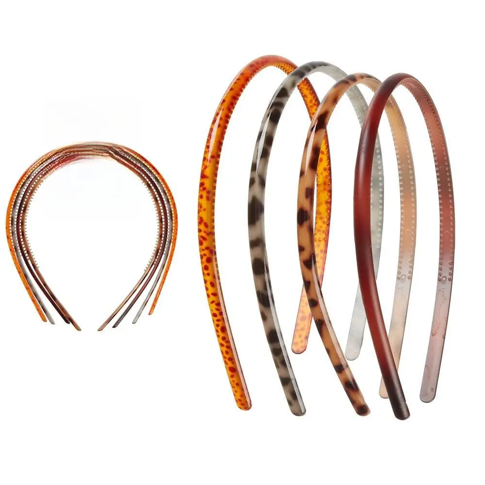 Skinny Hairbands for Women and Men - 4 Count Classic Tortoiseshell & Animal Print Plastic Men's Accessories with a No-Damage Hold, Fashion Headband, Headbands For Women, Unisex, Animals, Everyday, Classic Print