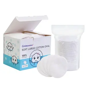 Plant Fiber Oval Cotton Pads | 3-Layer Thickened, Locked Edge, 100 Count | Lint-Free, Sensitive Skin Friendly, Ideal for Makeup Removal, Cleansing & Travel