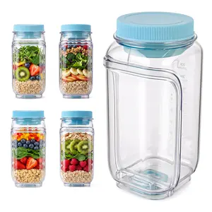 SUSTEAS Side-Opening Salad Jar - Leakproof Design with Separate Dressing Holder | Take Fresh Meals Anywhere