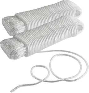 Twisted Braided Nylon Rope 3/16 Inch x 100FT Multi-Purpose Tie Down Rope Solid Braid Nylon Rope Good for Clothesline Foot Anchor Rope Works Well for Camping Hiking Utility Towing Boat Docks (2PK)