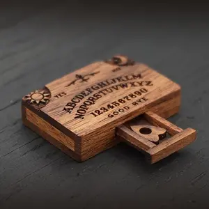 Wooden Ouija Board, 1 Count Mini Ouija Board with Drawer, Home Ornament Collectibles for Living Room Bedroom, Crafts