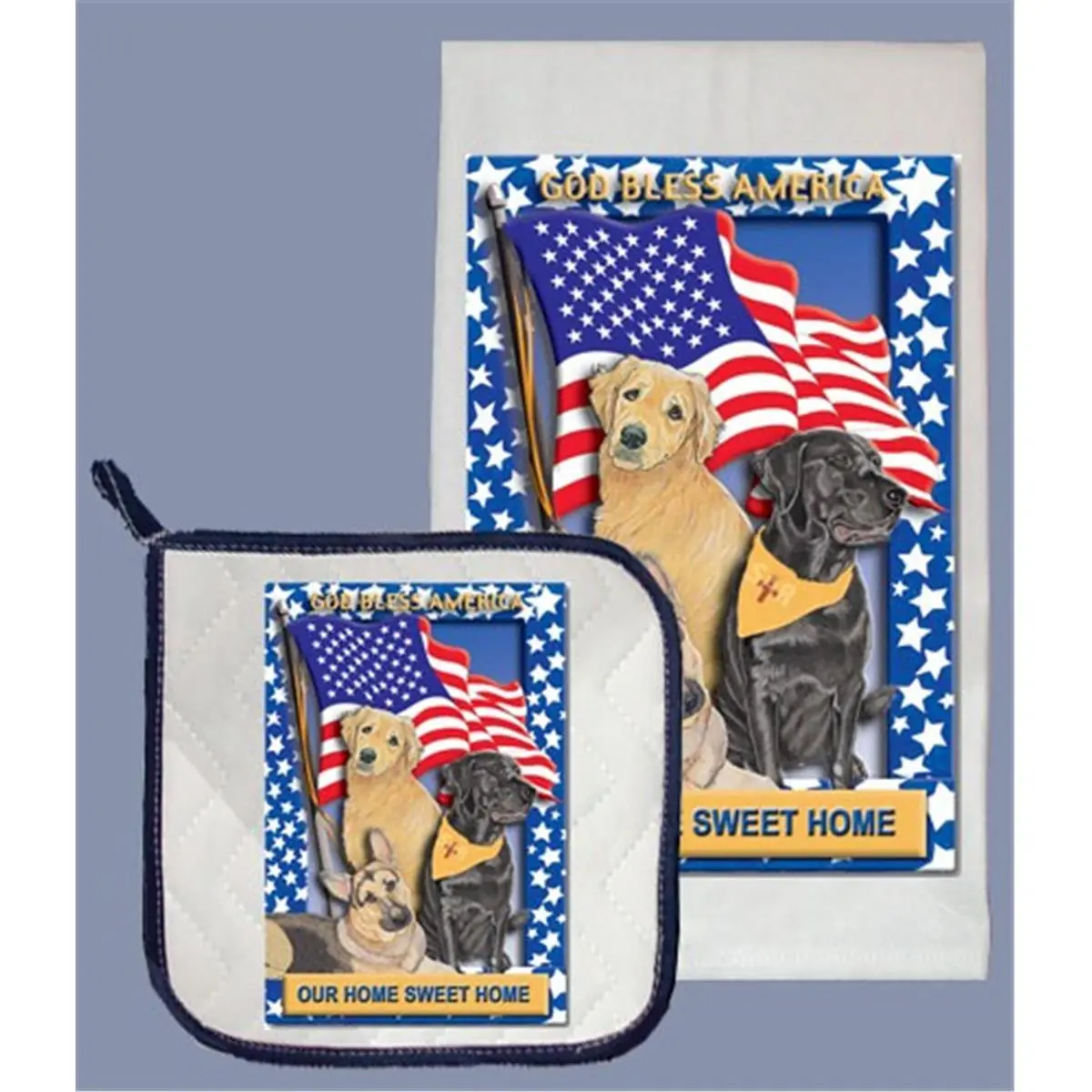 Pipsqueak Productions DP911PET Absorbent Kitchen Dog Dish Towel and Pot Holder Set, Cleaning Essential, Ideal Gift for Pet Lovers
