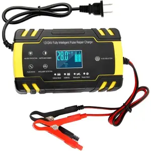 Automatic   Charger 12V/24V | Pulse Repair Charger with LCD Display | Intelligent Mode Overvoltage Protection Temperature  for , , , Boat, SUV, ATV