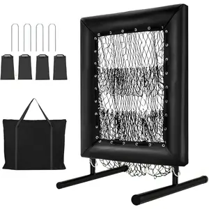 Portable Easy Setup Baseball Pitching Net Pro, 5 Height Adjustable, Trainer Net for Baseball & Softball with Zone Mark, 9 Hole, Ball, Home Plate & Pitching Rubber