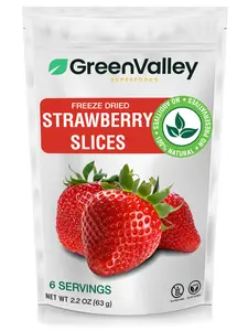 Green Valley Superfoods Freeze Dried Strawberry Slices - 100% Natural Snack Great in Yogurts Cereals - No Colors or Additives
